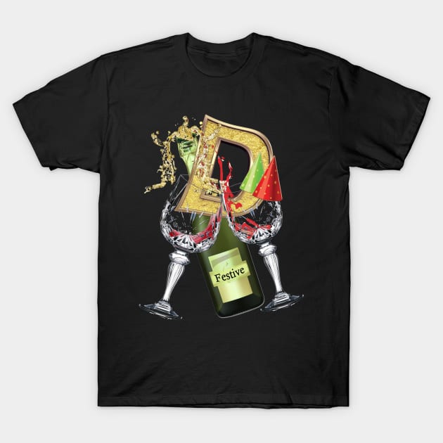 Festive-party letter D Tshirt T-Shirt by Just Kidding by Nadine May